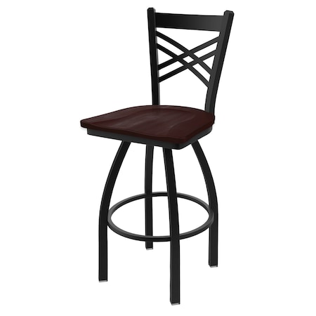Holland Bar Stool Co 30" Swivel Bar Stool, Black Wrinkle, Dark Cherry Maple Seat 82030BWDCMpl